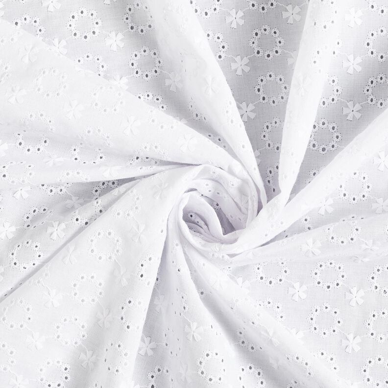 Batista di cotone ricami a giorno Ghirlande di fiori – bianco,  image number 5