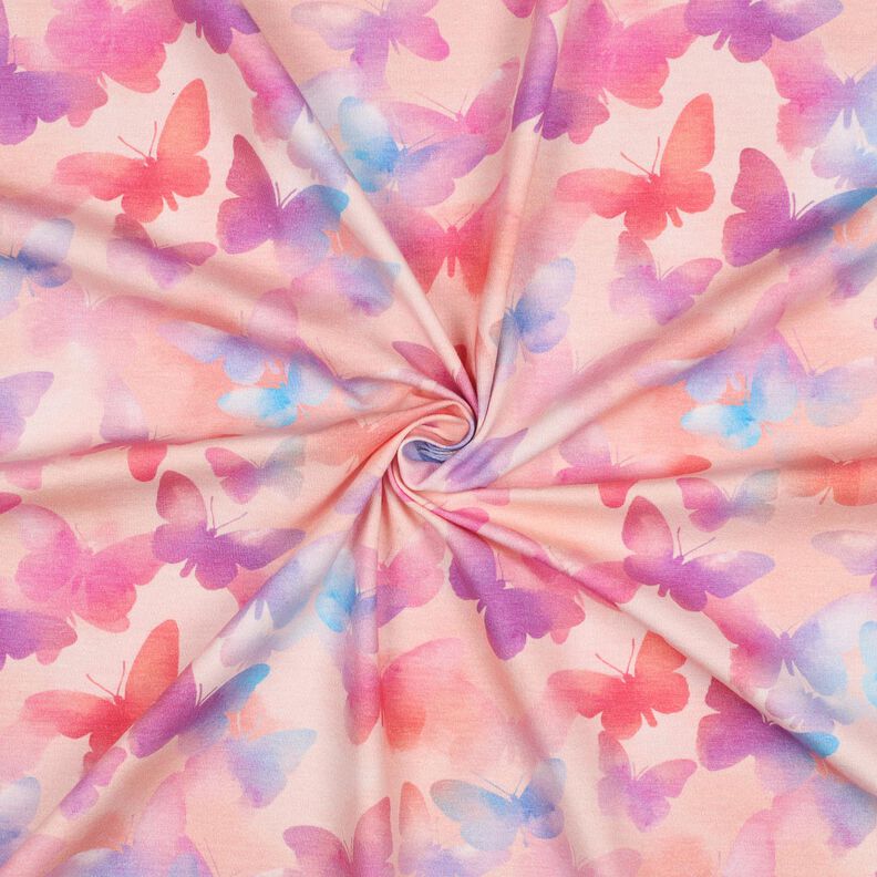jersey di cotone farfalle colorate stampa digitale | Poppy Fabrics – rosé/blu,  image number 3