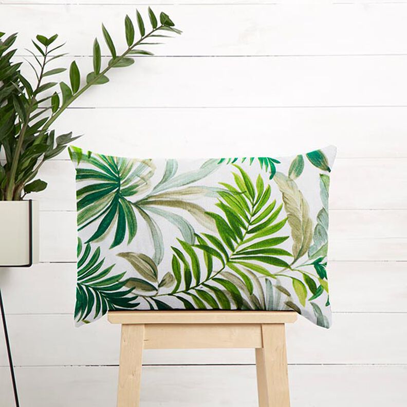 tessuto arredo tessuto canvas foglie esotiche – verde/bianco, image number 7