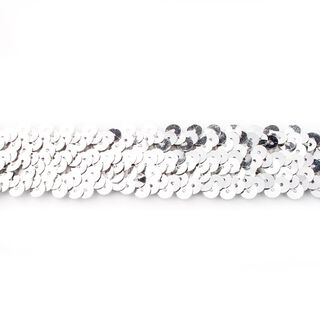 Bordino con paillette elastico [30 mm] – argento effetto metallizzato, 