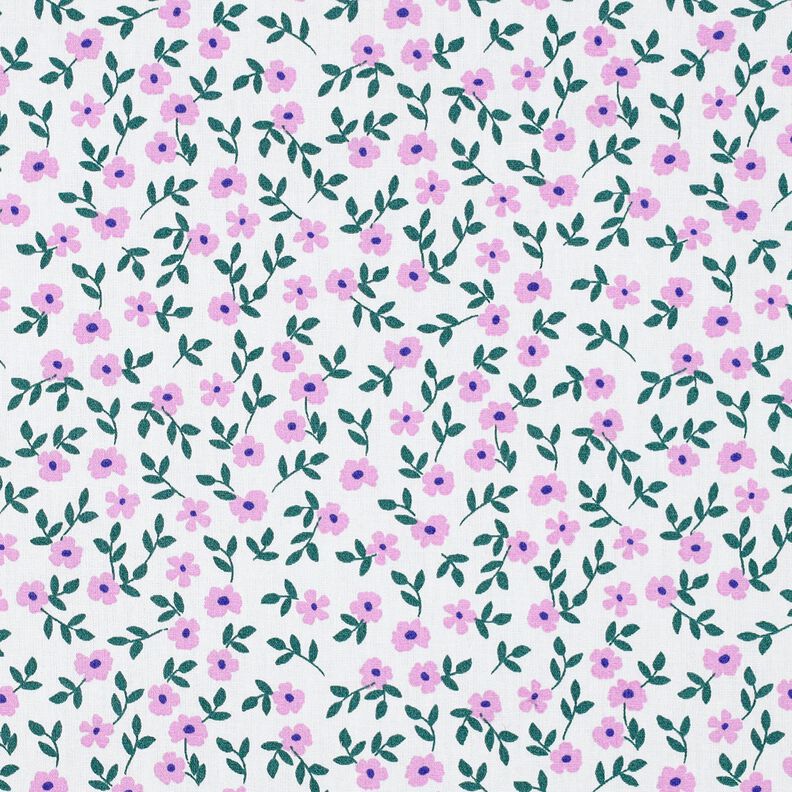 GOTS popeline di cotone fiorellini | Poppy Fabrics – bianco/rosa,  image number 1