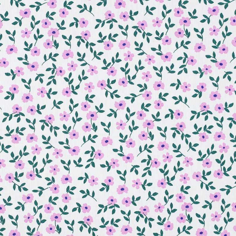 GOTS popeline di cotone fiorellini | Poppy Fabrics – bianco/rosa, image number 1