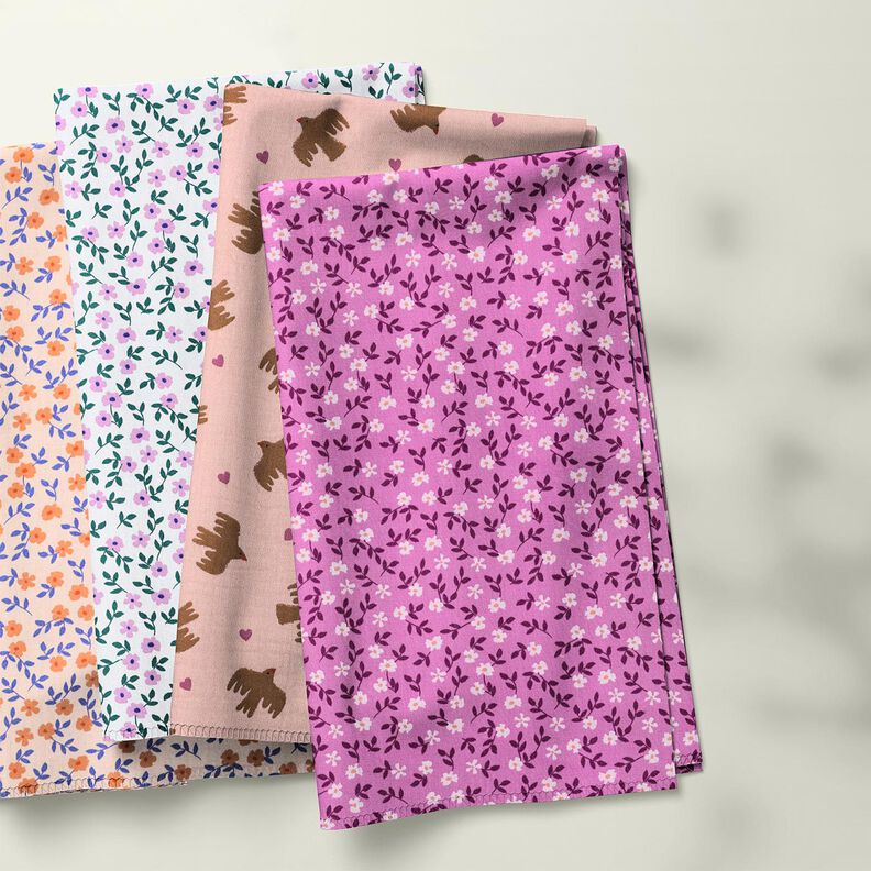 GOTS popeline di cotone fiorellini | Poppy Fabrics – naturale/arancio pesca, image number 6
