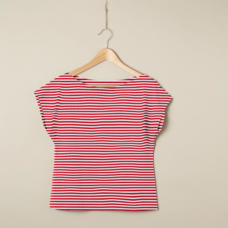 jersey di cotone righe sottili – rosso/bianco,  image number 6