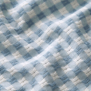 Tessuto in cotone a quadri strutturati – bianco/azzurro, 