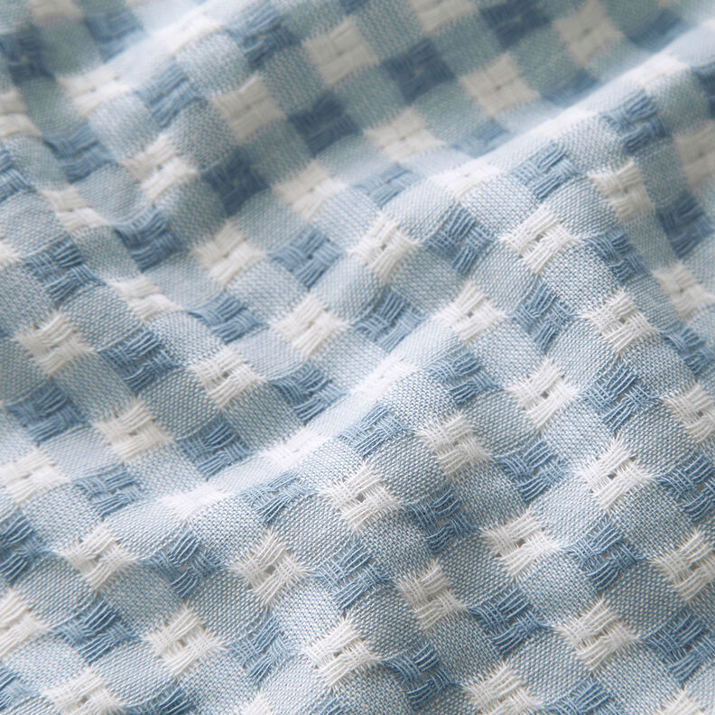 Tessuto in cotone a quadri strutturati – bianco/azzurro,  image number 2