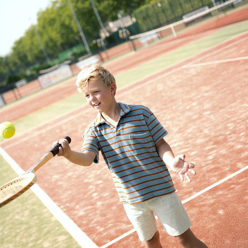 Maglia in spugna righe | Poppy Fabrics – violetto pastello/porpora,  image number 7