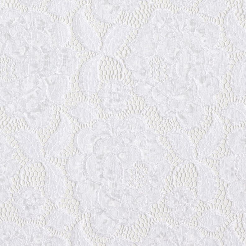 pizzo elastico Boccioli e foglie – bianco,  image number 1