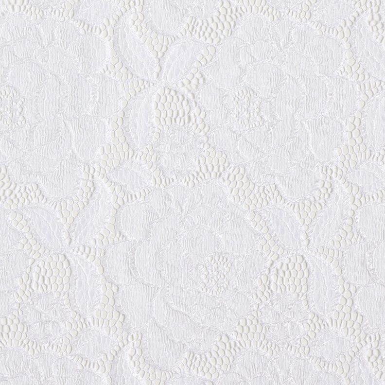 pizzo elastico Boccioli e foglie – bianco,  image number 1