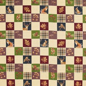 tessuto arredo gobelin Patchwork autunnale – beige chiaro/rosso carminio, 
