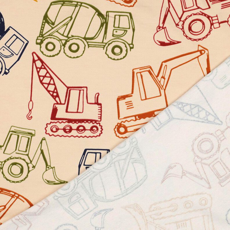 French terry, felpa estiva Veicoli da cantiere | Poppy Fabrics – beige/blu marino,  image number 4