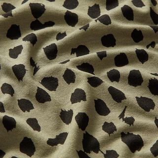 jersey di viscosa, motivo a pois effetto leopardato – cachi/nero, 