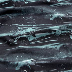 jersey di cotone Auto da corsa stampa digitale – nero/grigio perla, 
