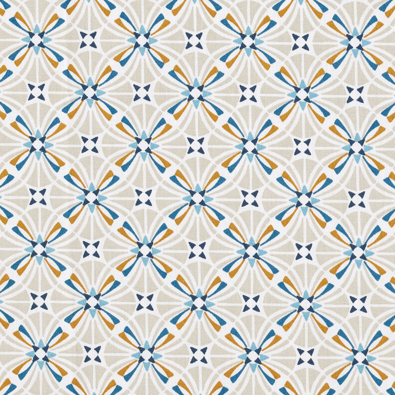 tessuto in cotone cretonne Piastrelle arrotondate – blu,  image number 1