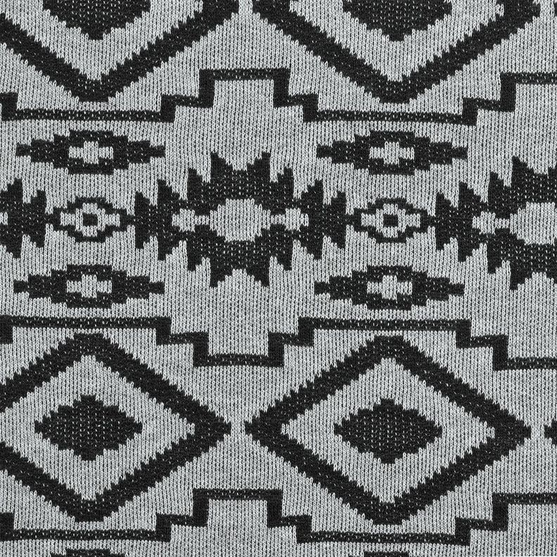 Tessuto in maglia con motivo Ikat – grigio/nero, image number 1