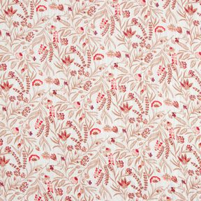 mussolina / tessuto doppio increspato Fiori folkloristici – naturale/rosso,  mussolina / tessuto doppio increspato Fiori folkloristici – naturale/rosso,