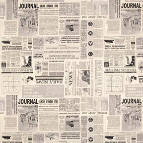 tessuto arredo mezzo panama giornale vintage – naturale/nero, 