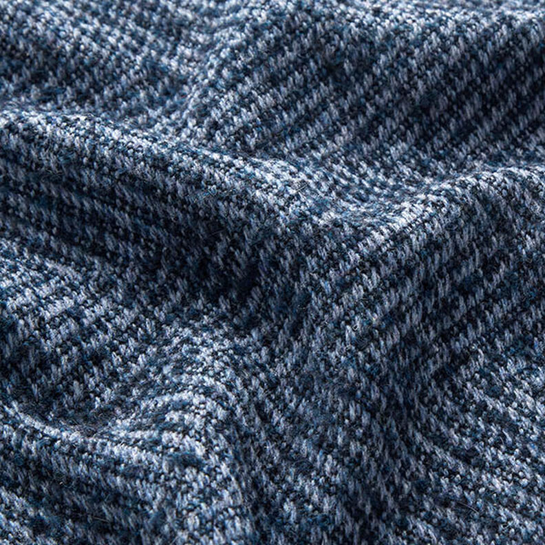 Tessuto per cappotto in tessuto misto lana zigzag – blu marino | Resto 50cm,  image number 2