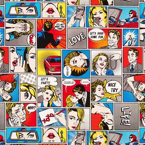 tessuto arredo mezzo panama fumetto pop art – bianco, 