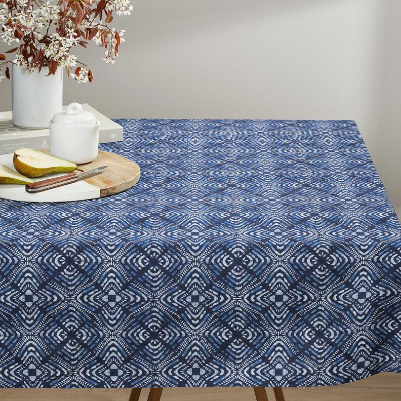 tessuto arredo tessuti canvas Piastrelle batik – indaco/bianco, image number 8