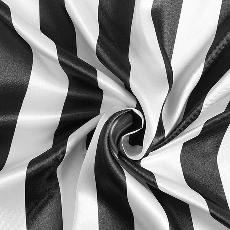 satin di poliestere, ampie righe longitudinali – nero/bianco, image number 3