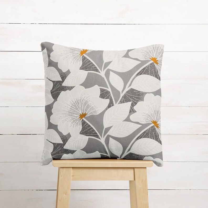 tessuto arredo mezzo panama Grandi fiori 280 cm – grigio,  image number 7