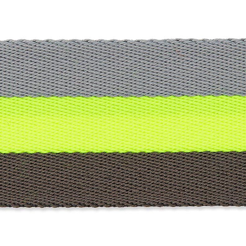 nastro gros-grain per borse, neon [ 40 mm ] – giallo neon/grigio,  image number 1