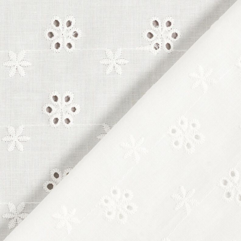Tessuto in cotone con ricamo forato a piccoli fiori – bianco,  image number 4