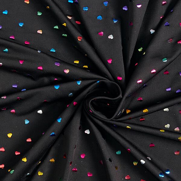 jersey laminato, cuori colorati e scintillanti – nero,  image number 4