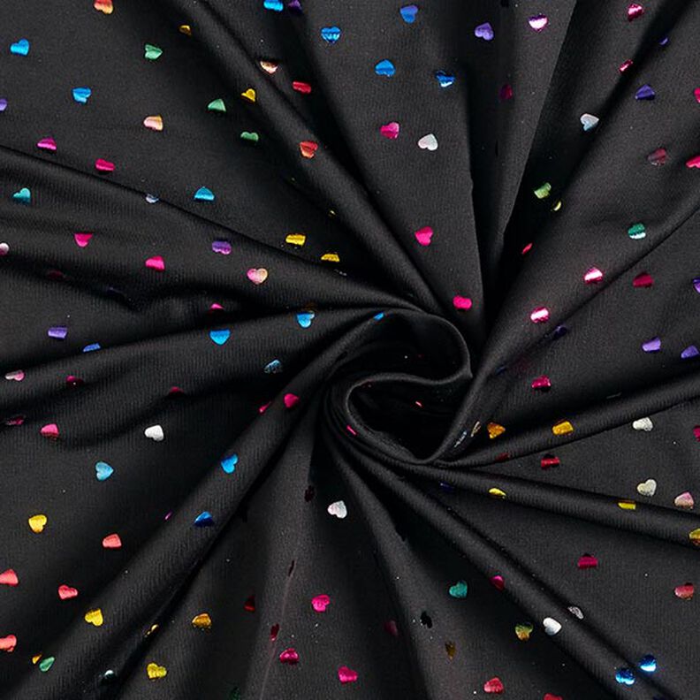 jersey laminato, cuori colorati e scintillanti – nero,  image number 4