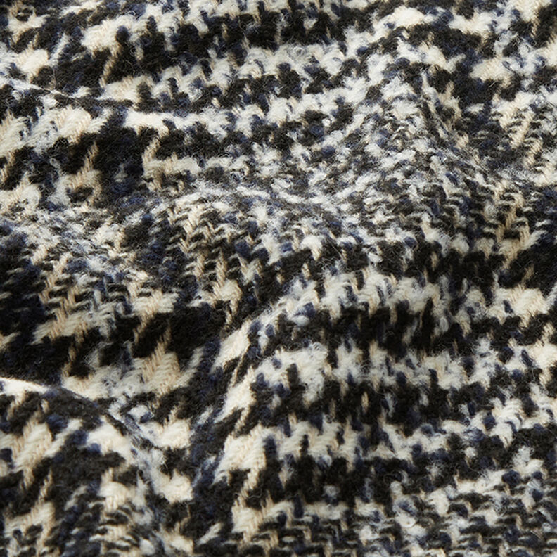 tessuto per cappotti, Principe di Galles – bianco lana/nero, image number 2