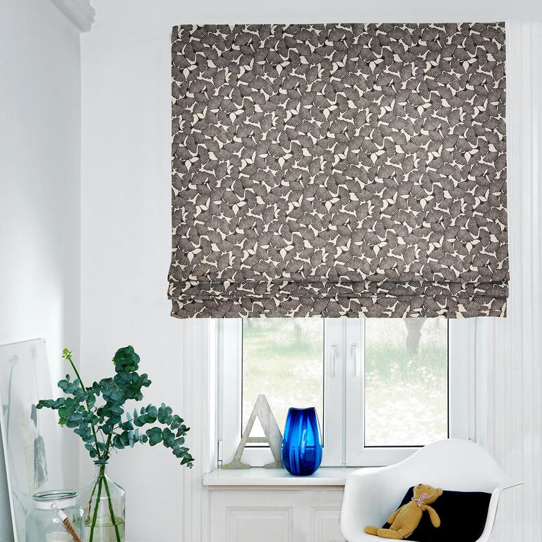 tessuto arredo mezzo panama Ginkgo maculato – nero/naturale,  image number 7