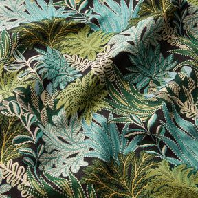 tessuto arredo Jacquard Foglie della giungla – nero/verde, 
