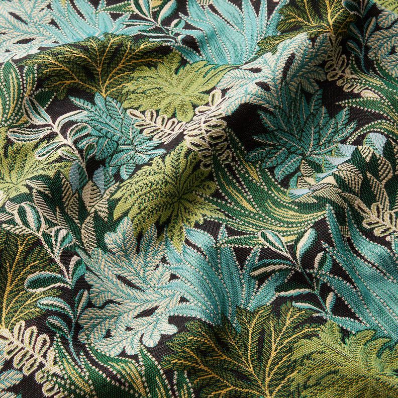 tessuto arredo Jacquard Foglie della giungla – nero/verde,  image number 2