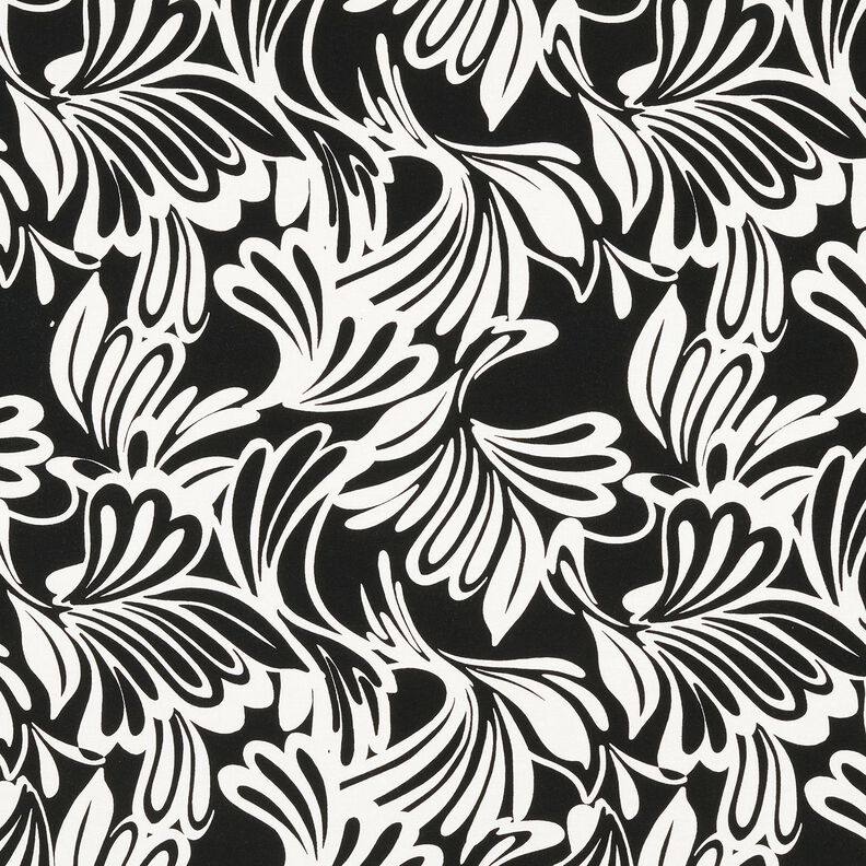 jersey di viscosa Fiori astratti – nero/avorio,  image number 1