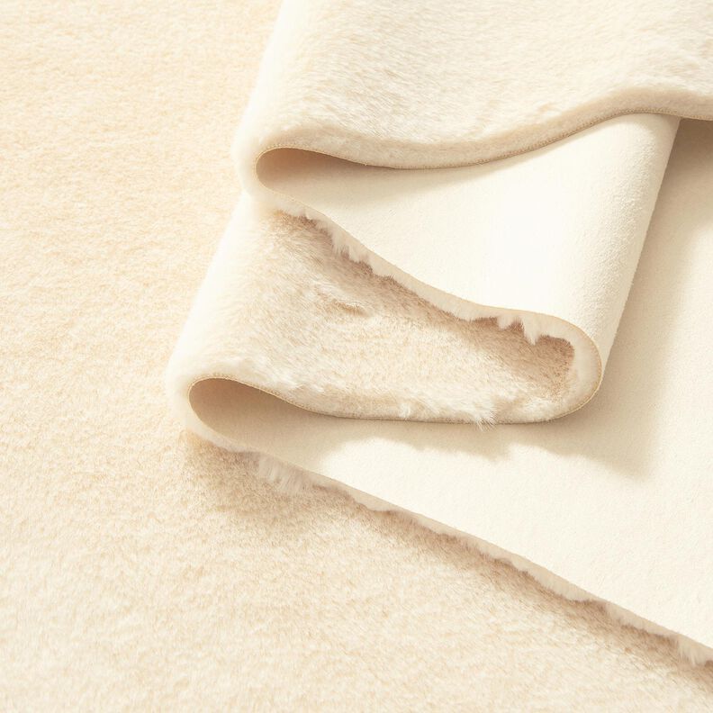 Tessuto in velluto con retro in pelliccia sintetica – crema, image number 8