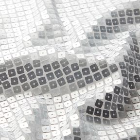 Tessuto con pailletes quadrate – argento effetto metallizzato, 