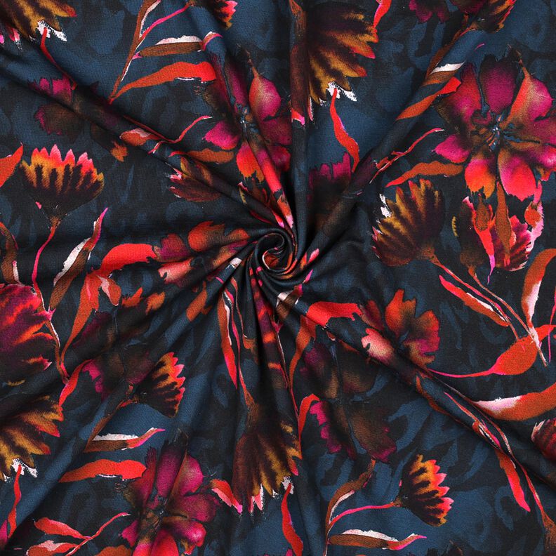 jersey di cotone Fiori espressivi stampa digitale – blu notte/uva,  image number 3