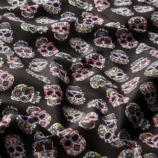 tessuto in cotone cretonne teschi Día de los Muertos – nero, 