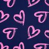 French terry, felpa estiva effetto jeans, cuori neon – blu notte/fucsia neon,  thumbnail number 1
