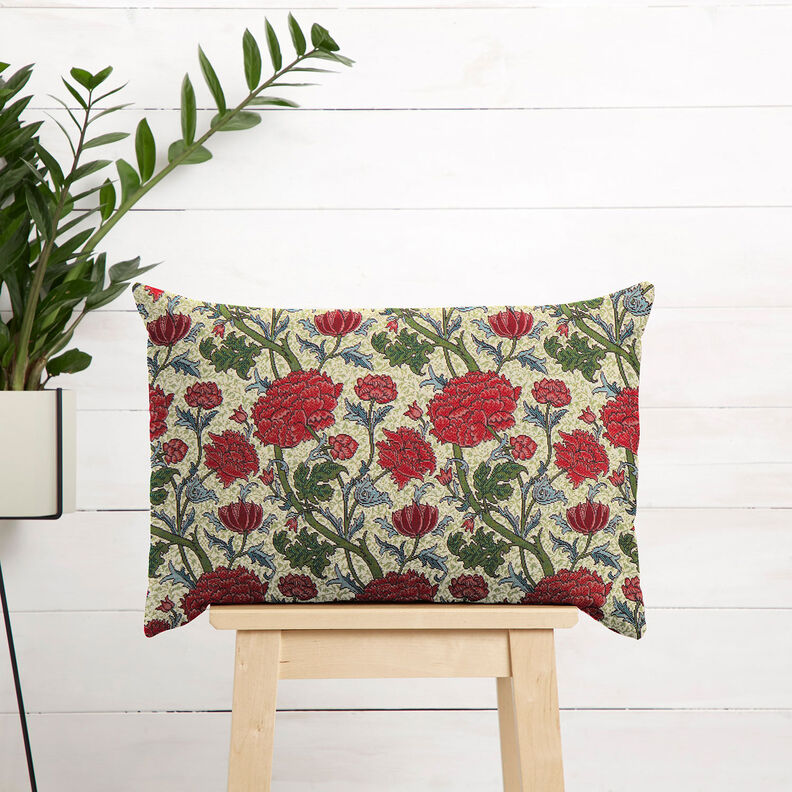 tessuto arredo gobelin Peonie artistiche – beige chiaro/rosso carminio, image number 8