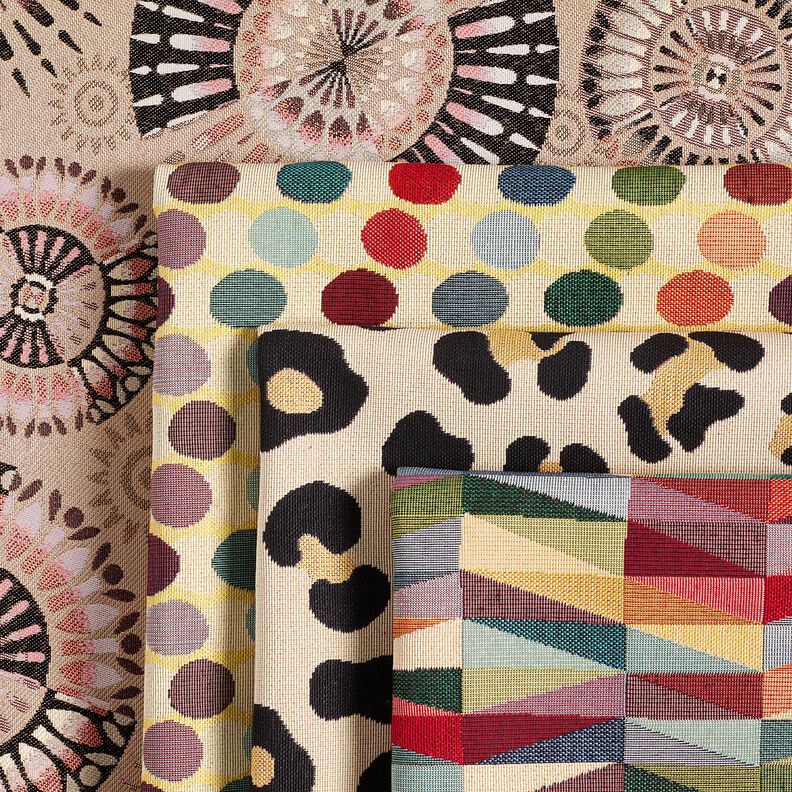 tessuto arredo gobelin Punti d'onda – beige chiaro/blu,  image number 6