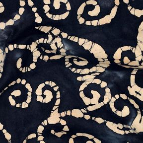 tessuto in cotone Cerchietti Batik – nero-azzurro/sabbia, 