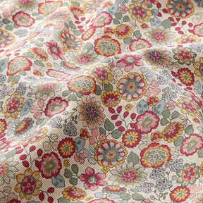 tessuto arredo mezzo panama grandi fiori – naturale/pink, 