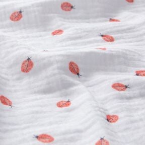 mussolina / tessuto doppio increspato coccinella stampa digitale | Poppy Fabrics &ndash; bianco, 