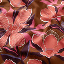 Satin in cotone con fantasia magnolie | Nerida Hansen – marrone medio, 
