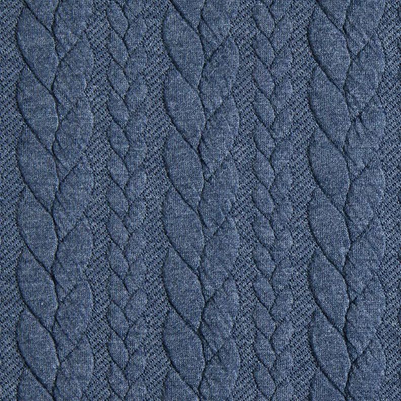 Jersey jacquard, cloqué, motivi a treccia – colore blu jeans,  image number 1