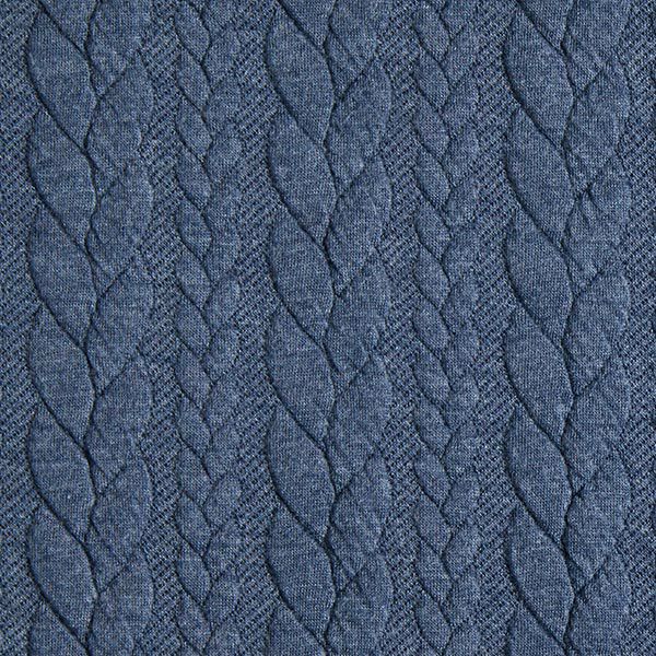 Jersey jacquard, cloqué, motivi a treccia – colore blu jeans,  image number 1