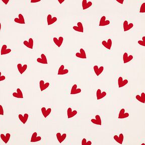 flanella di cotone cuori | Poppy Fabrics – avorio/rosso carminio,  flanella di cotone cuori | Poppy Fabrics – avorio/rosso carminio,