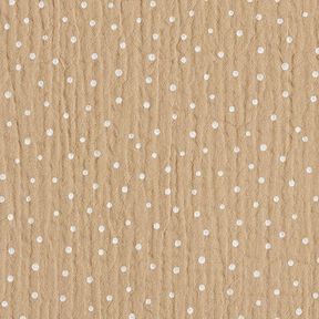 mussolina / tessuto doppio increspato piccoli pois – beige/bianco, 